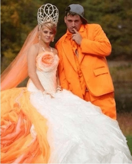 orange color wedding dress min