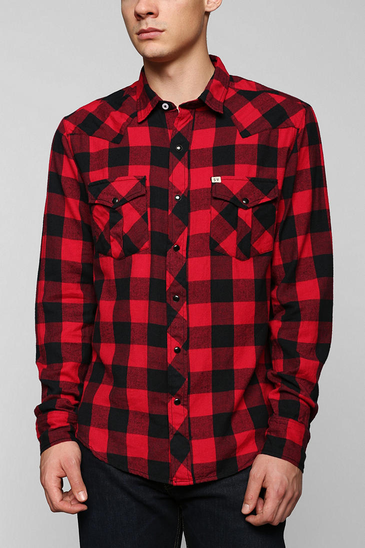 urban outfitters red salt valley buffalo plaid flannel button down shirt product 1 16287288 3 042288896 normal