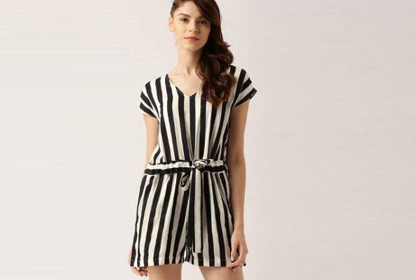 Gorgeous black and white striped playsuit