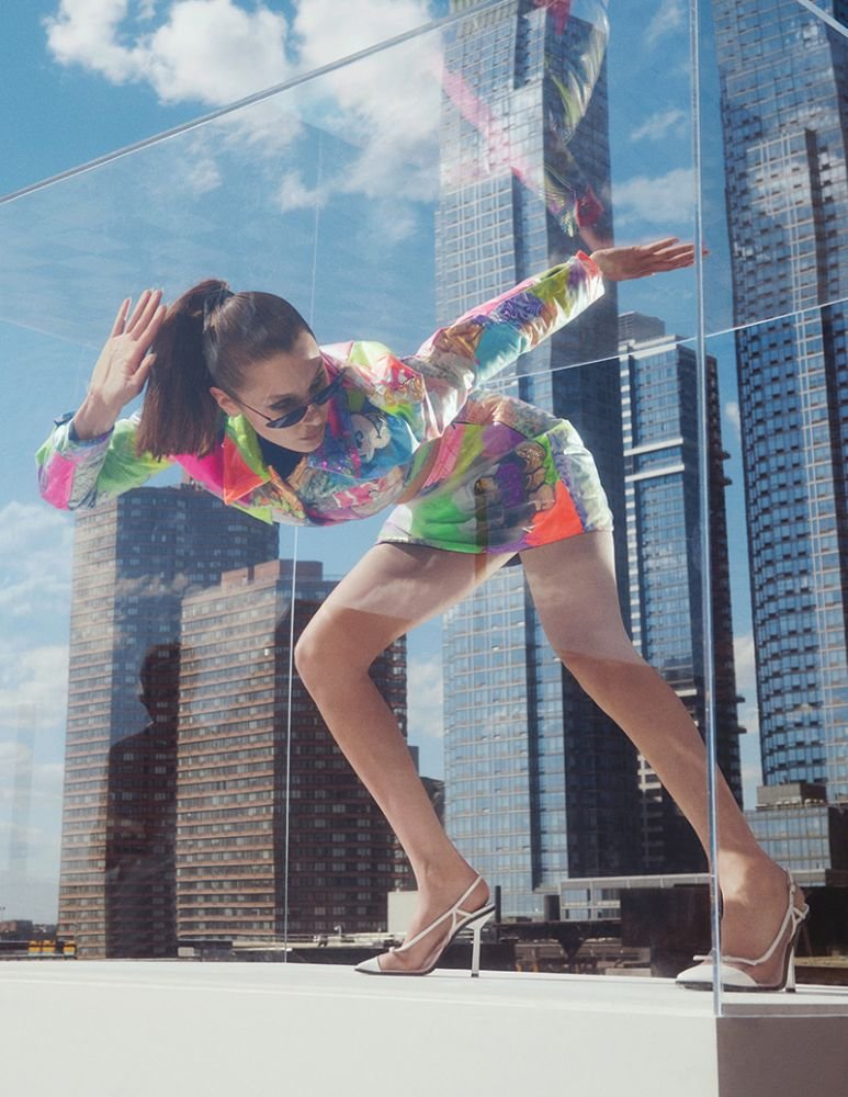 Bella Hadid colorful dress min