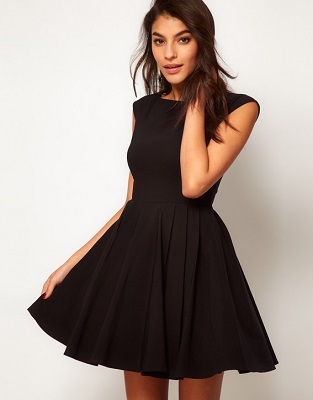black full skirt skater dress retro ASOS