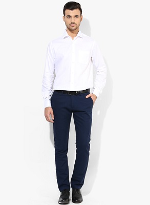 blue pant with white shirt