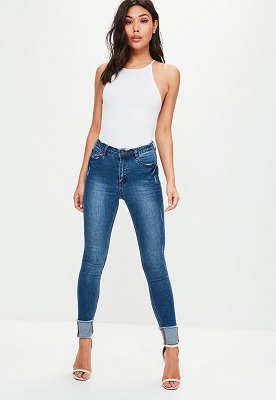 blue sinner turn up skinny jeans