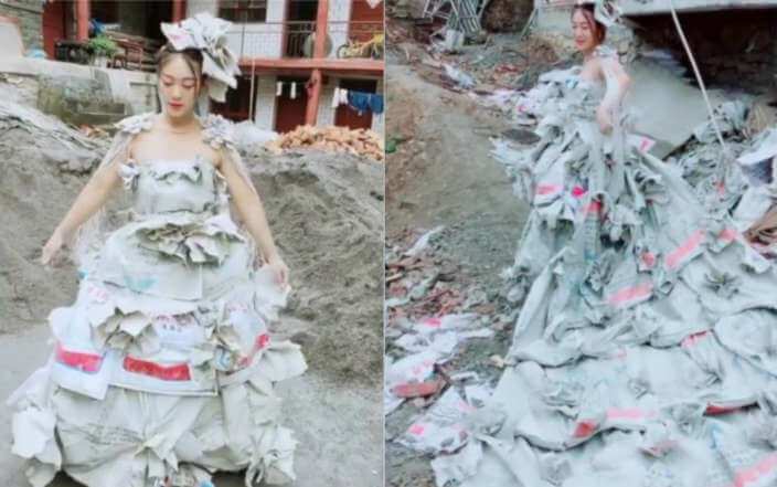 cement plastic wedding dress min