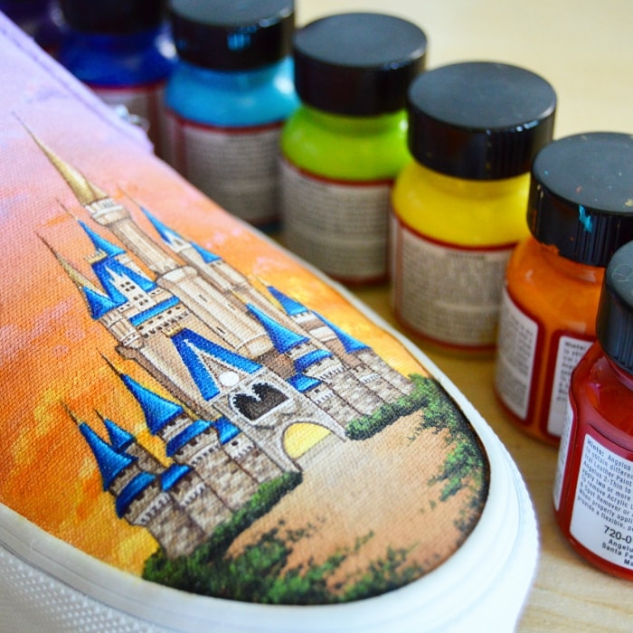 sleeping beauty castle disneyland hand painted shoe 110216 min