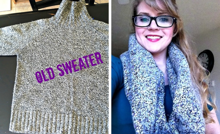 A scarf made out of an old sweater min