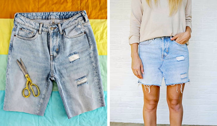 A skirt made out of jeans min