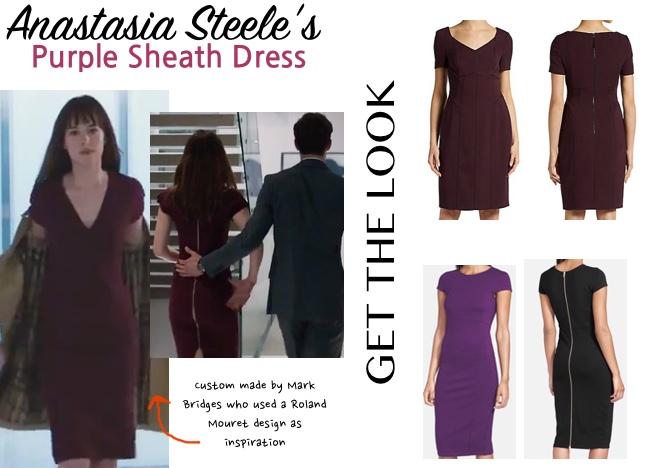 fifty shades anastasia anna purple wine business meeting dress zipper dakota johnson