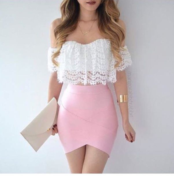 white dress with pink skirt min