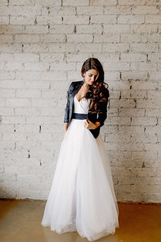 leather jacket with wedding dress min
