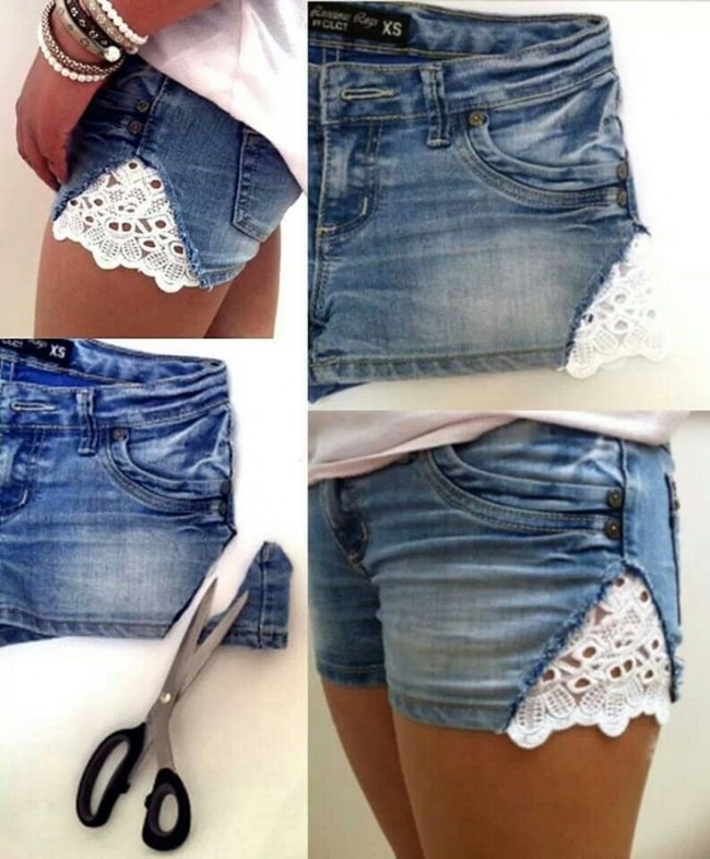 Transform summer shorts using lace min