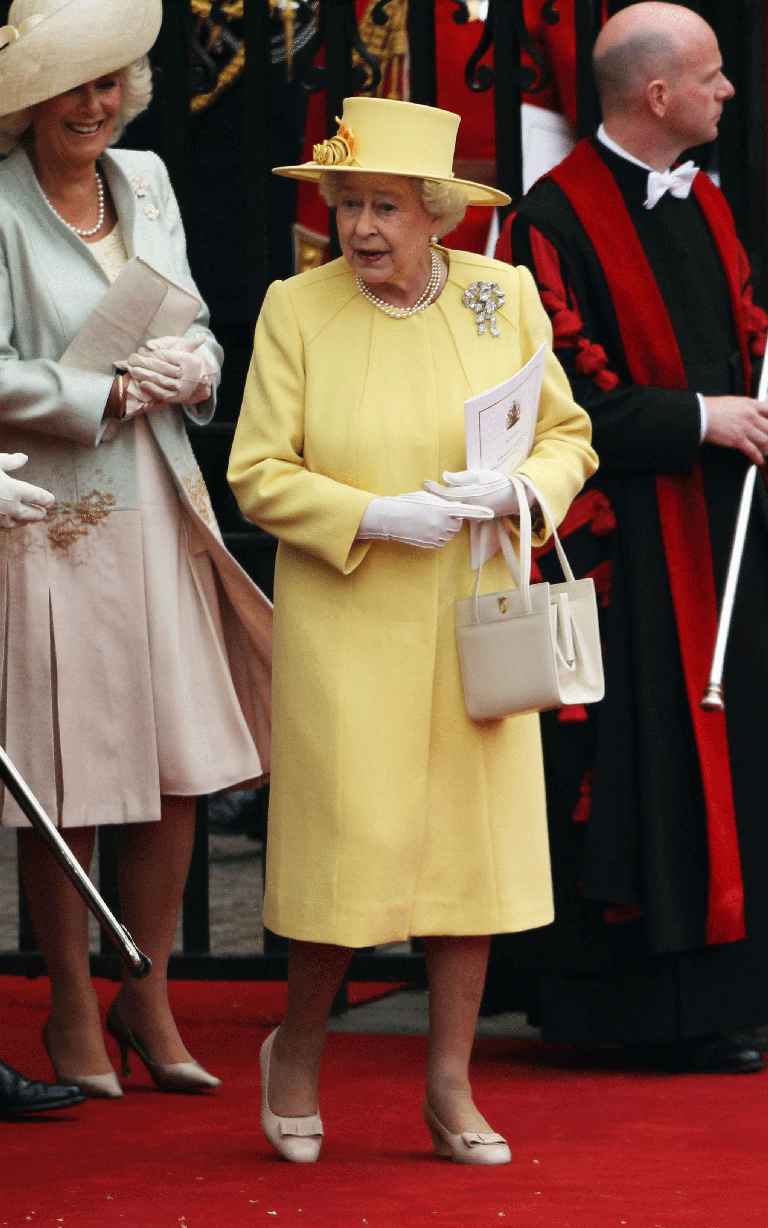 queen elizabeth royal wedding yellow