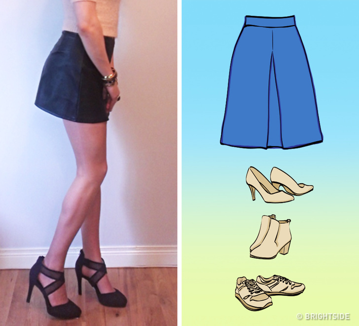 A line skirt heels again